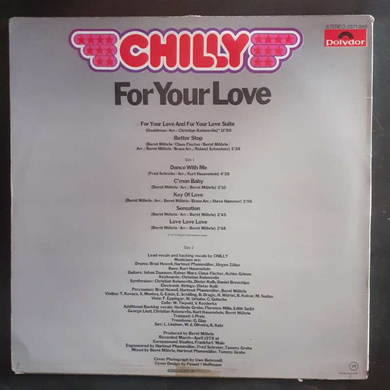 Chilly - For Your Love LP Vinyl Record