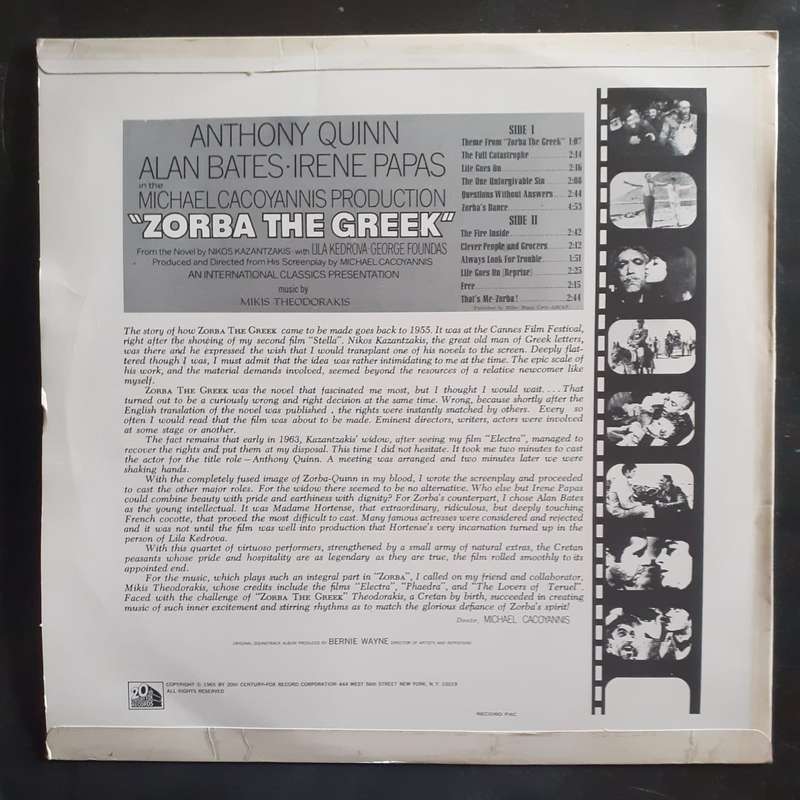 Zorba The Greek (Original Soundtrack) LP Vinyl Record