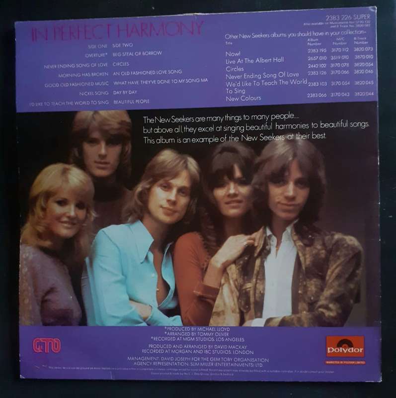 The New Seekers - In Perfect Harmony LP Vinyl Record - UK Pressing