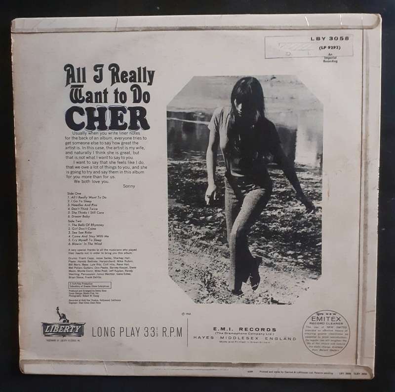 Cher - All I Really Want To Do LP Vinyl Record - UK Pressing