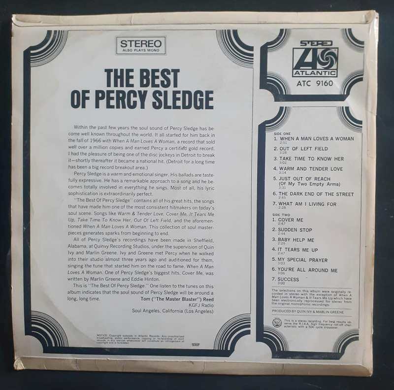 Percy Sledge - The Best of Percy Sledge LP Vinyl Record