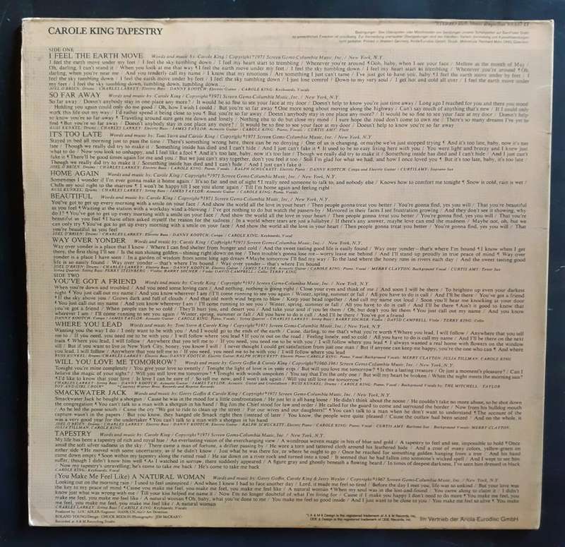 Carole King - Tapestry LP Vinyl Record - Germany Pressing