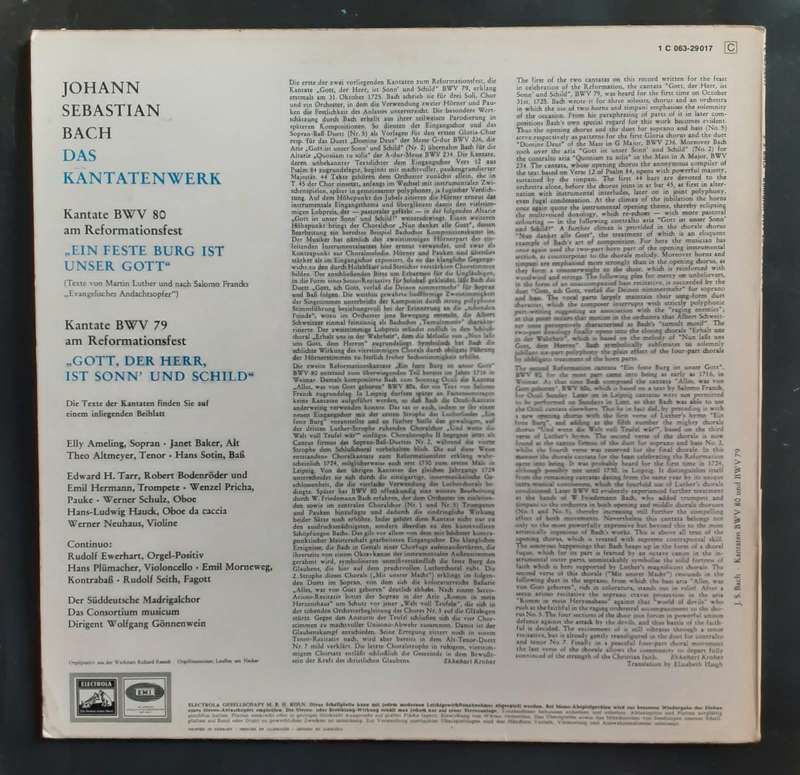 Johann Sebastian Bach -  Kantate BWV 80 & Kantate BWV 79 LP Vinyl Record - Germany Pressing