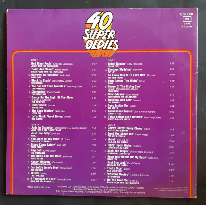 40 Super Oldies - The Story Of Pop Double LP Vinyl Record Set - Germany Pressing