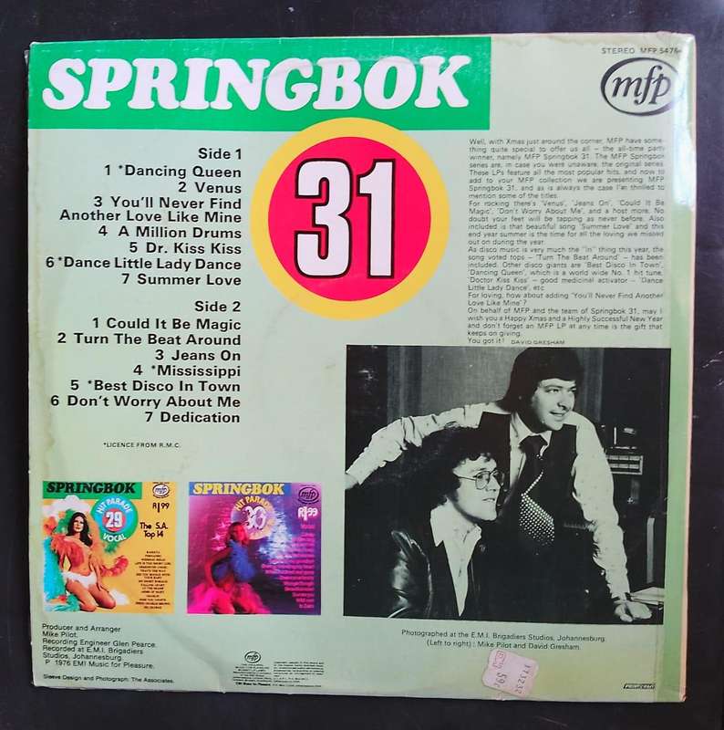 Springbok Hit Parade Vol.31 LP Vinyl Record