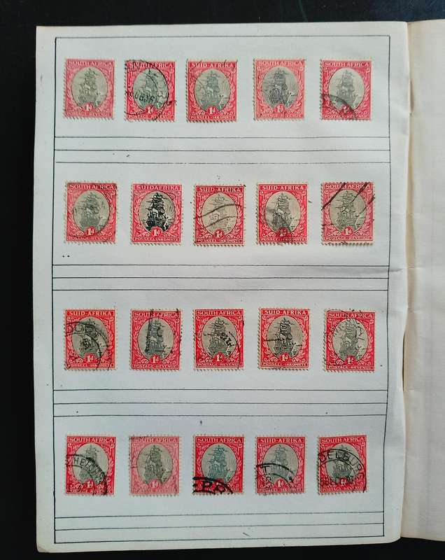 Union of South Africa Collection of 20 Definitive 1d Stamp Used