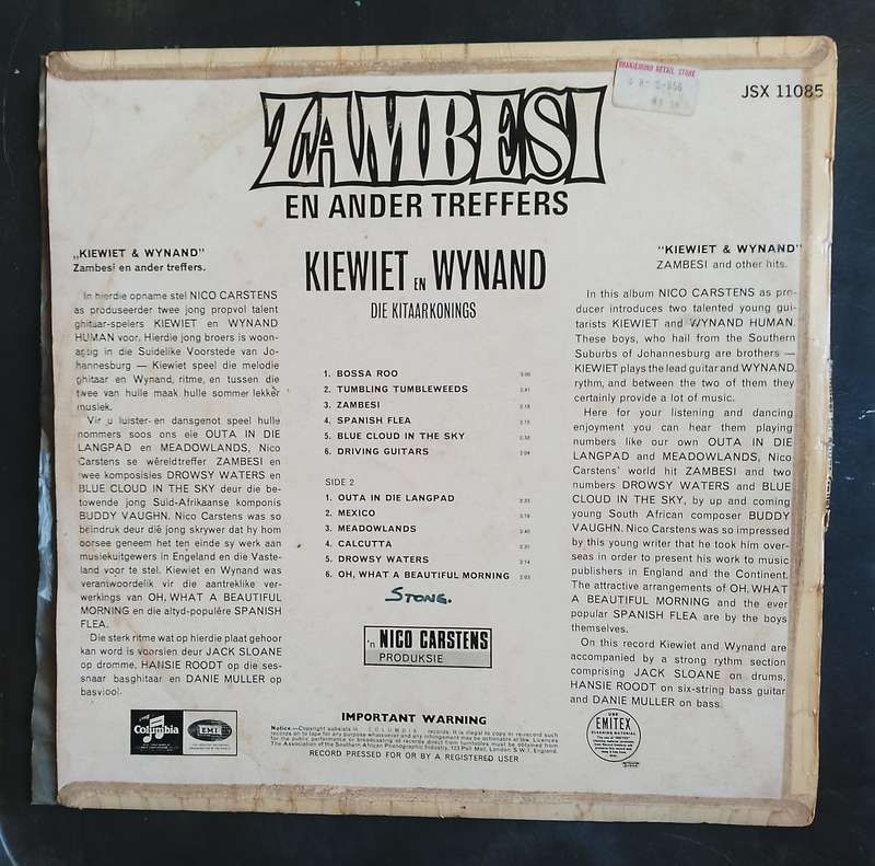 Kiewiet En Wynand - Zambesi En Ander Treffers LP Vinyl Record
