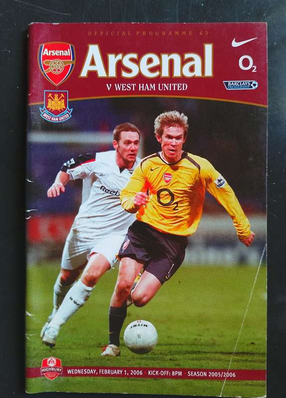 Arsenal vs West Ham United 2005/06 Premier League Match Programme