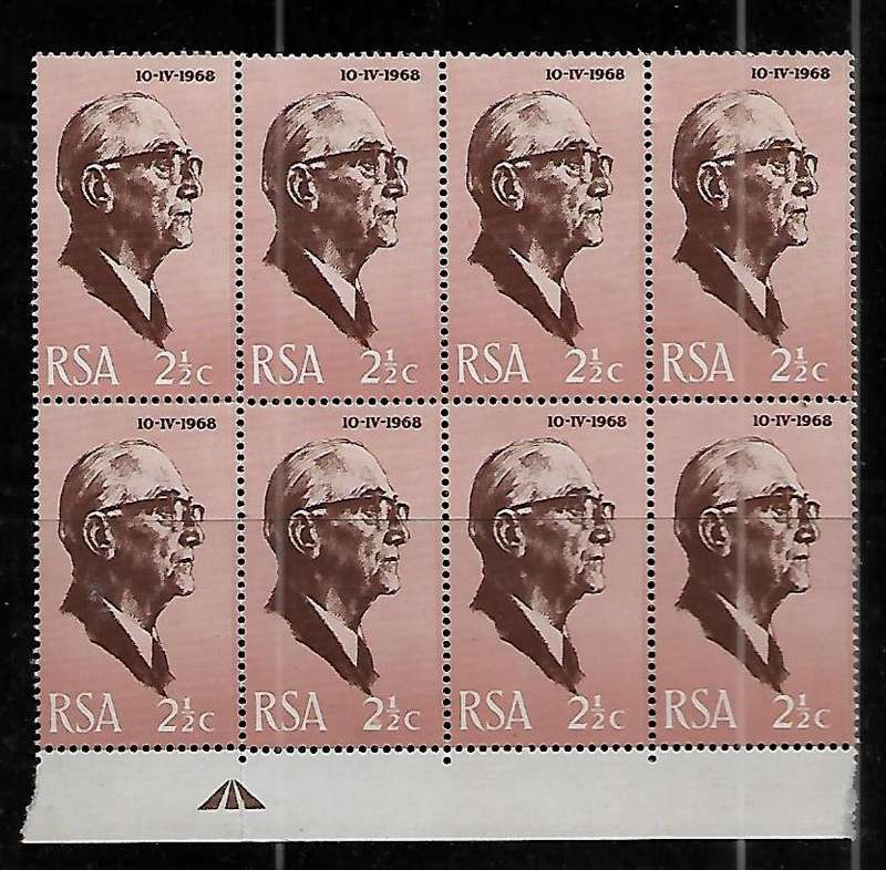 South Africa - 1968 Inauguration of President Fouche Block of 8 Stamps MH