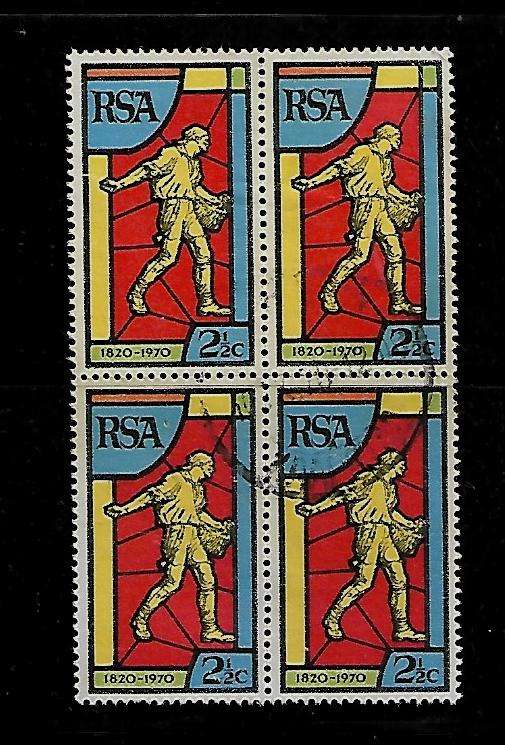 South Africa - 1970 150th Anniversary of Bible Society 2,1/2 Block of 4 Stamps VFU