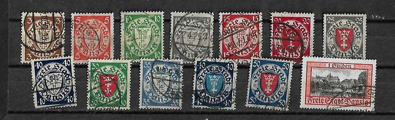 Danzig (Germany) - 1926/27 Part Set of 13 Stamps FU
