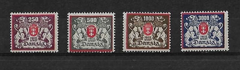 Danzig (Germany) - 1923 Coat of Arms Issue Full Set of 4 Stamps MH