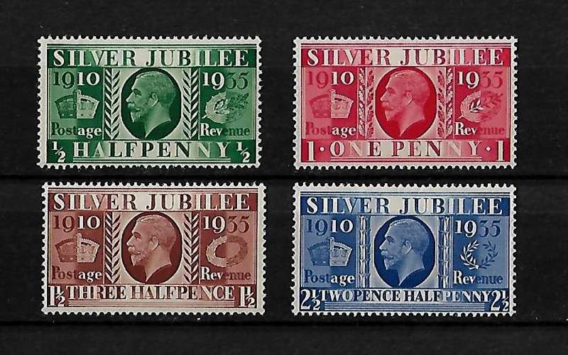 Great Britain - 1935 King George V Silver Jubilee Full Set of 4 Stamps MH