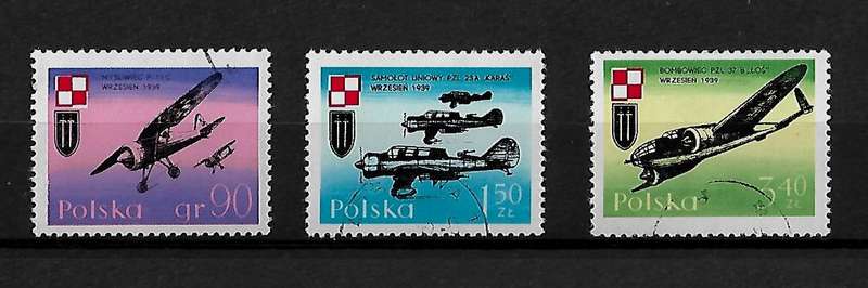 Poland - 1971 Martyrs of the Polish Air Force Full Set of 3 Stamps VFU