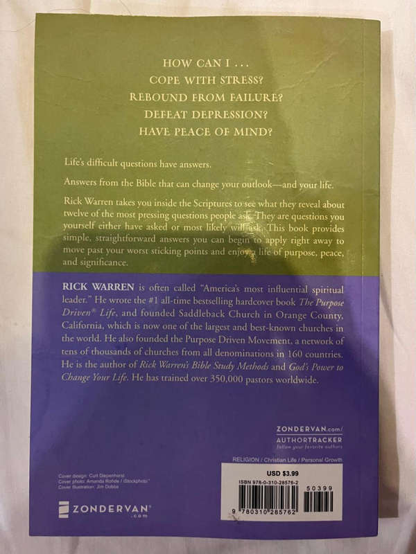 GOD'S ANSWER TO LIFE'S DIFFICULT QUESTIONS BY RICK WARREN