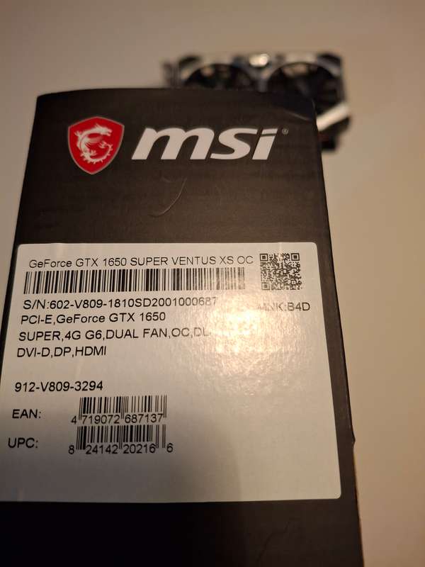 MSI GTX 1650 Super Ventus XS OC Edition Nvidia GeForce GTX 1650  4GB