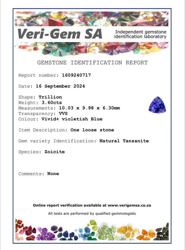 3.60ct Tanzanite Gemstone - Certified