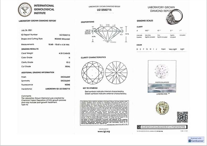 4.33CT DIAMOND RING  (IGI Certified Diamond)