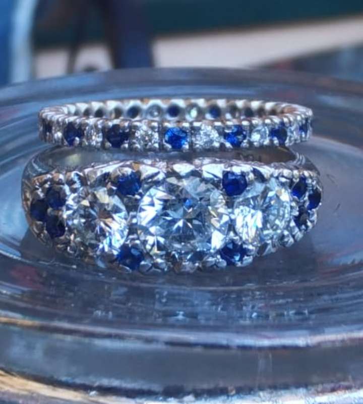 DIAMOND & SAPPHIRE PLATINUM RING SET