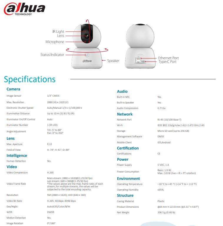 Dahua H5BP Nanny Cam with Call Button