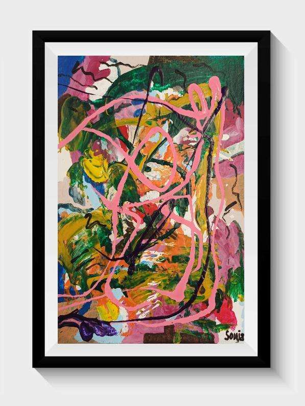 Composition II - Acrylics on canvas sheet - Abstract Art