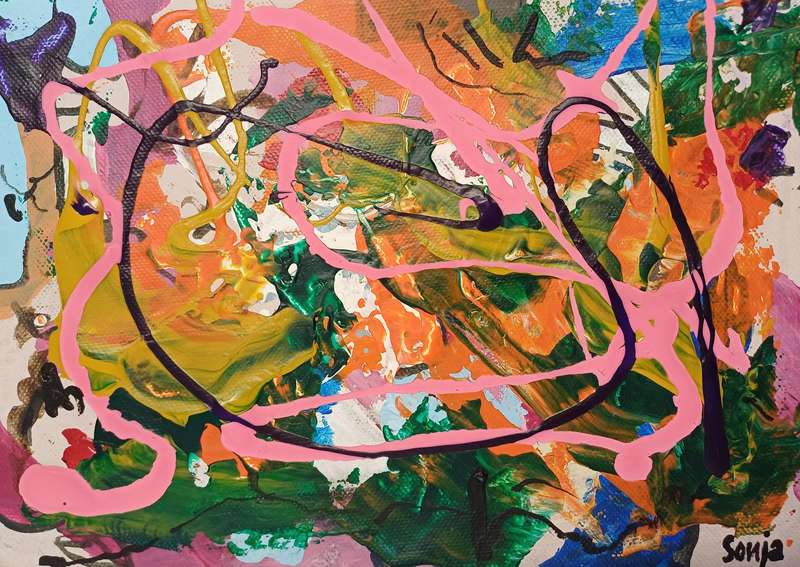 Interwoven - Acrylics on canvas sheet - Abstract Art