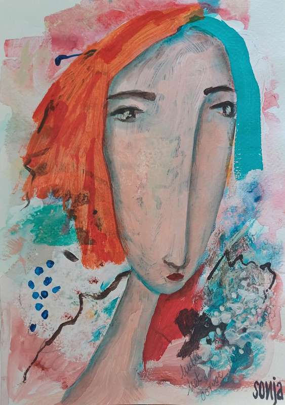 Abstract girl 4 -  Acrylics on paper