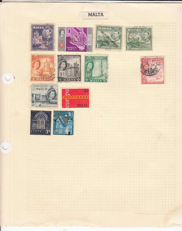 MALTA/MALAWI STAMPS 2 PAGES.
