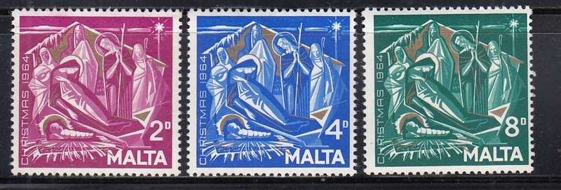 MALTA 1964 SG 327-329, COMPLETE SET MNH.