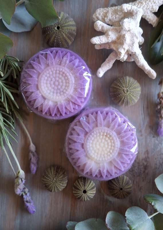 Natural handmade Seawater soaps (Lavender) in flower shape