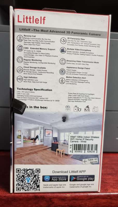 Littlelf  Security Camera (White) (for repairs or parts)