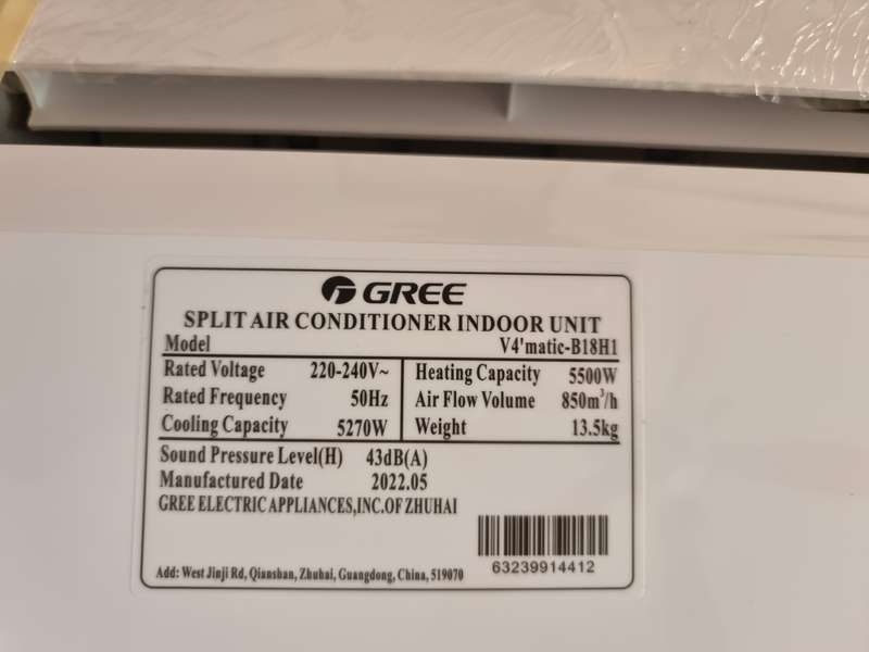 GREE 18000btu Inverter Split Air Conditioner Wall Mounted Indoor Unit