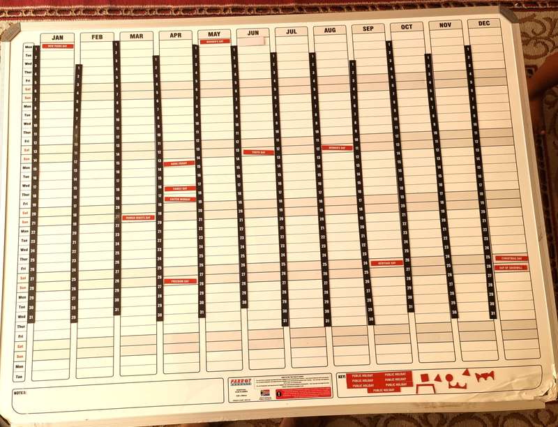 Parrot Magnetic Year Planner 1200x900mm