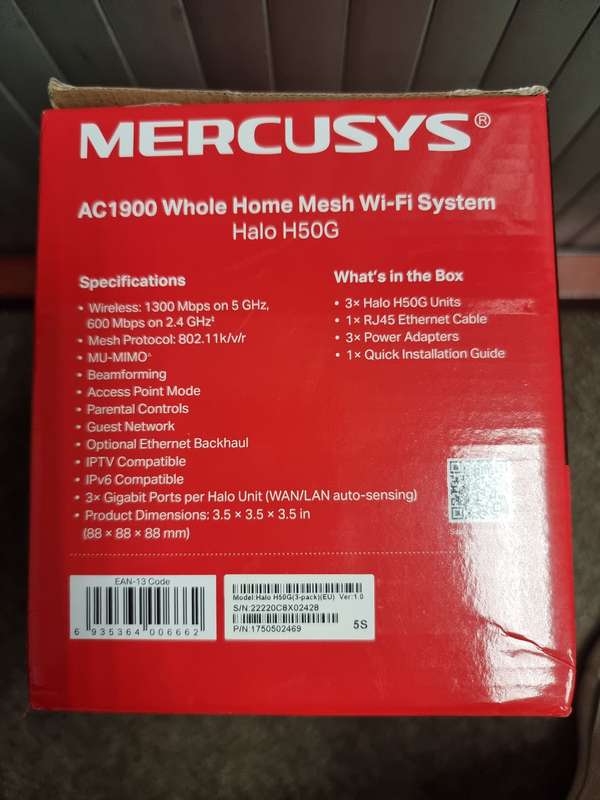 Mercusys Halo H50G(3-pack) H50G AC1900 Whole Home Mesh Wi-Fi System 3-pack