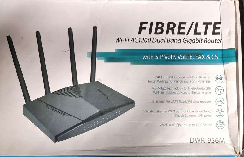 D-Link DWR-956M Fibre LTE AC1200 GE Router with VoIP, VoLTE, CS & Fax (It Takes a SIM card)
