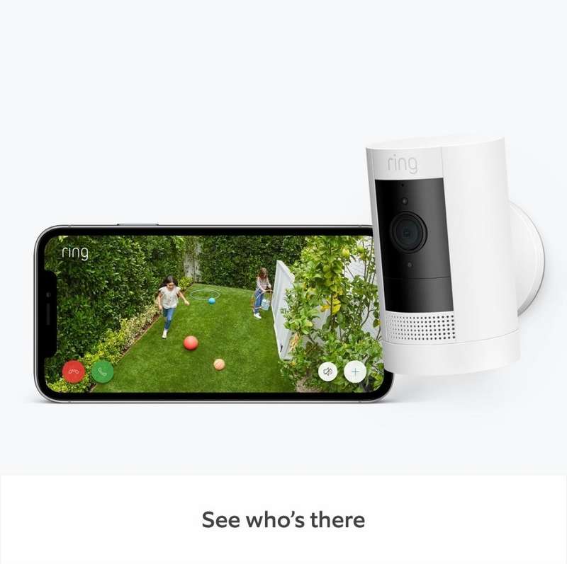 ring stick up cam plug-in security camera-white