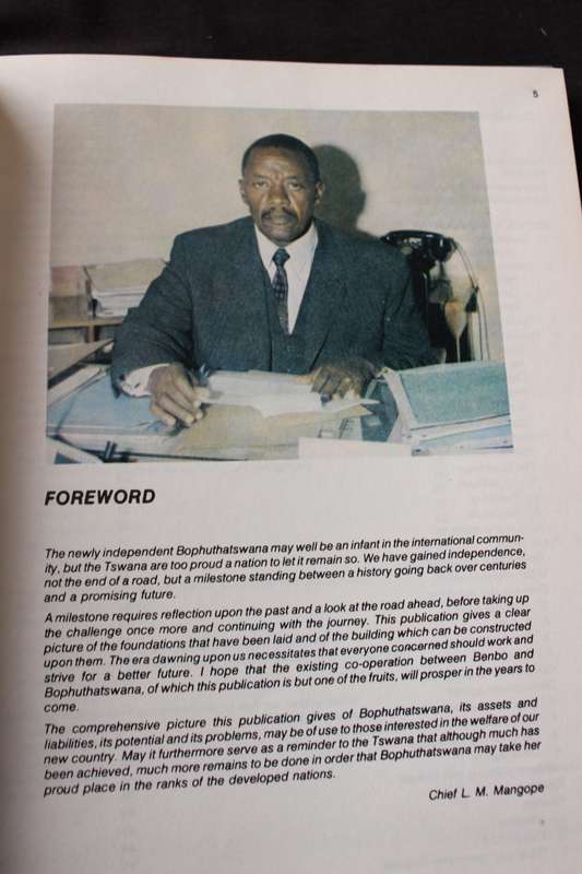 BOPHUTHATSWANA AT INDEPENDENCE. Publication of Bureau for Economic Research re Bantu Development.