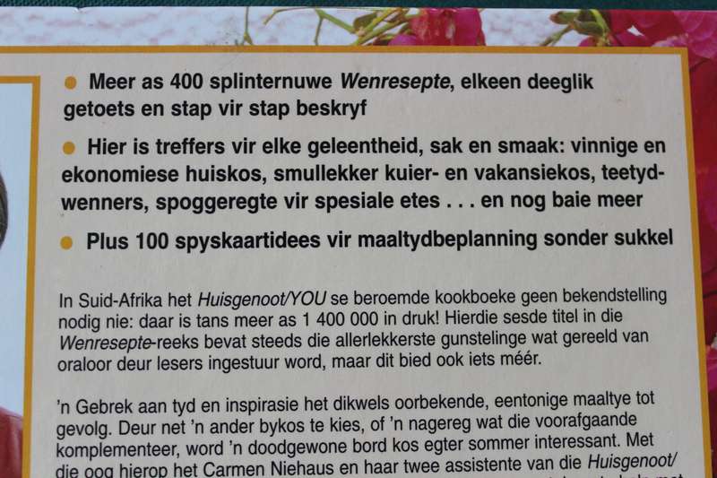 HUISGENOOT WENRESEPTE 6. Carmen Niehaus.