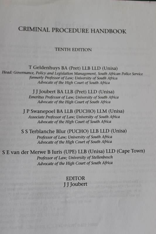 CRIMINAL PROCEDURE. Handbook. Tenth Edition. Editor J.J. Joubert.