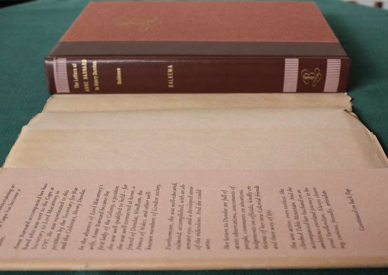THE LETTERS OF LADY ANNE BARNARD to Henry Dundas. Edited by Dr. A. M. Lewin Robinson. (Balkema 1973)