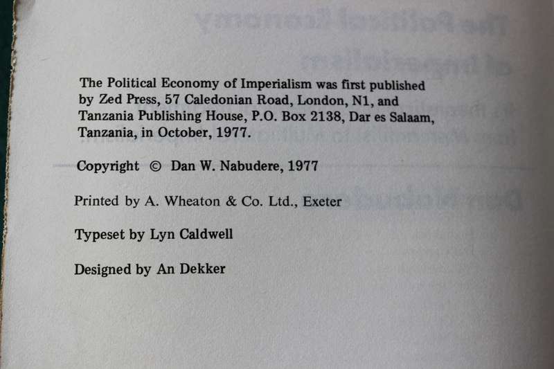 THE POLITICAL ECONOMY OF IMPERIALISM by Dan Nabudere.