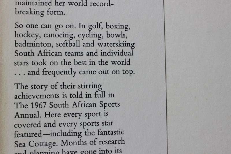 THE 1967 SOUTH AFRICAN SPORTS ANNUAL. A Rand Daily Mail Production.