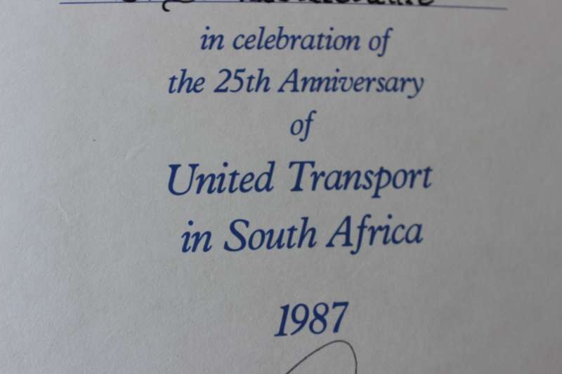 OUR WORLD ON WHEELS. History of United Transport in South Africa 1962-1987. T.B. Maund.