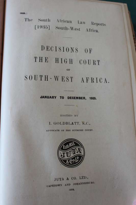DECISIONS of the HIGH COURT of South-West Africa 1930-1942. 2 Volumes. Editors: Rosenow & Goldblatt.