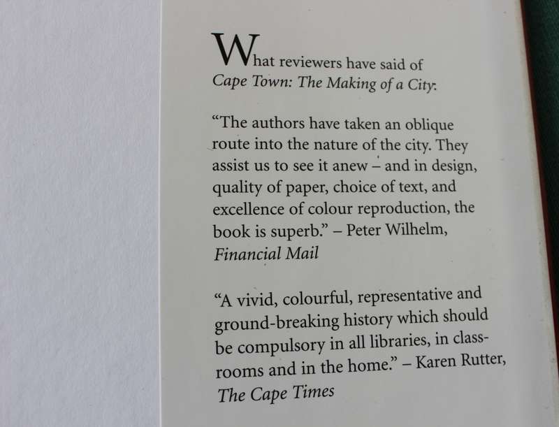 CAPE TOWN IN THE TWENTIETH CENTURY. Vivian Bickford-Smith/Elizabeth van Heyningen/Nigel Worden.