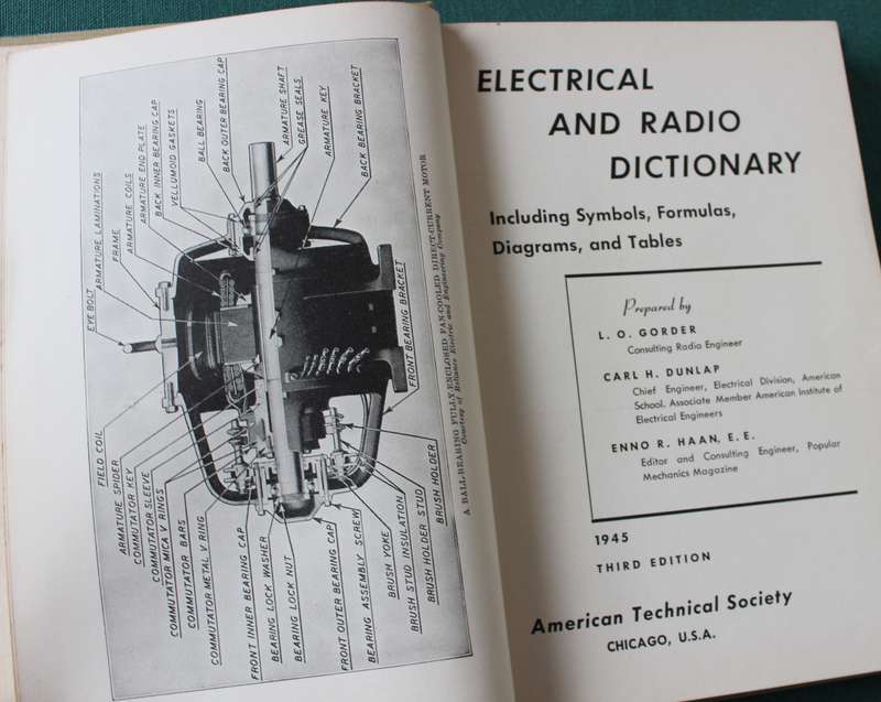 ELECTRICAL AND RADIO DICTIONARY. Prepared by L.O. Gorder/Carl H. Dunlap/Enno R. Haan. 1945.