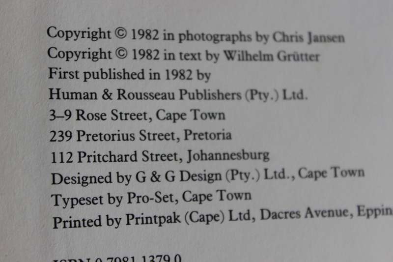PARADISE OF THE WORLD. Chris Jansen. (Cape of Good Hope) Text by Wilhelm Grütter.