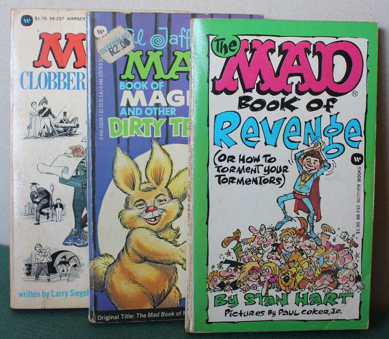X3 MAD PAPERBACKS. (Vintage) Book of Revenge/ Magic and other Dirty Tricks/ Clobbers the Classics.