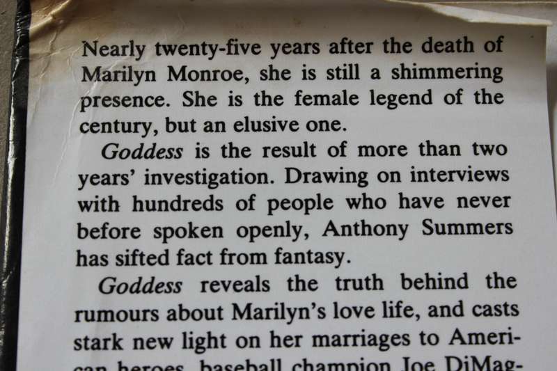 GODDESS. The secret lives of Marilyn Monroe by Anthony Summers.