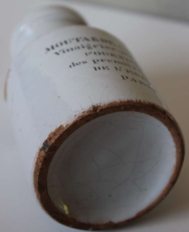 FRENCH ANTIQUE STONEWARE MUSTARD JAR.